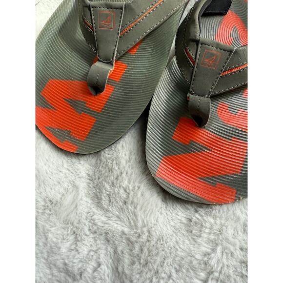 Sperry Top-Sider Men’s Gray Orange Flip-Flops Size 13M Slide Sandals Beachwear - Picture 4 of 10